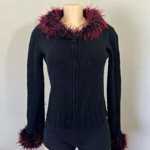 Morbid Threads Black Teddy Jacket with Red Faux Fur